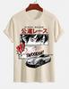 Unisexs Pure Cotton Solid Color Tshirt Street Racing Japanese Unisexga Jdm Sports Car Print Crew Neck Short Sleeve Street Casual Top