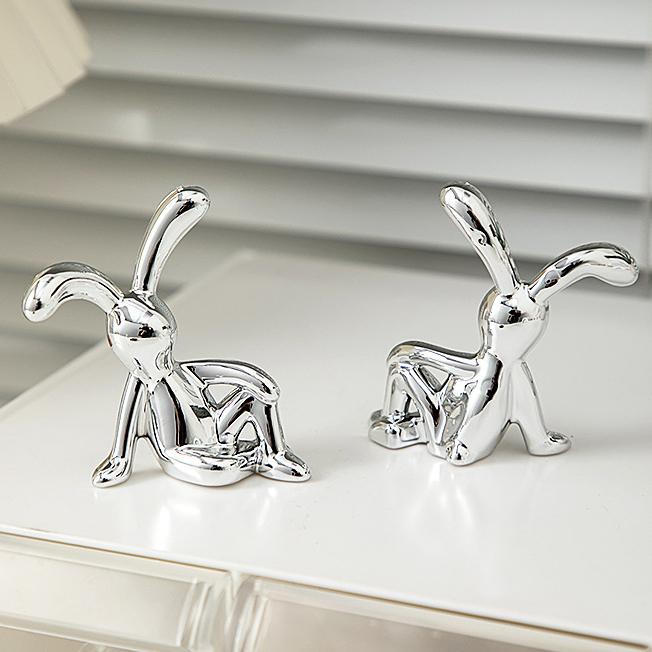 UV Plating Long Ears Rabbit Decorative Ornaments Home Desktop Computer Decorative Ornaments Home Decorative Rabbit
