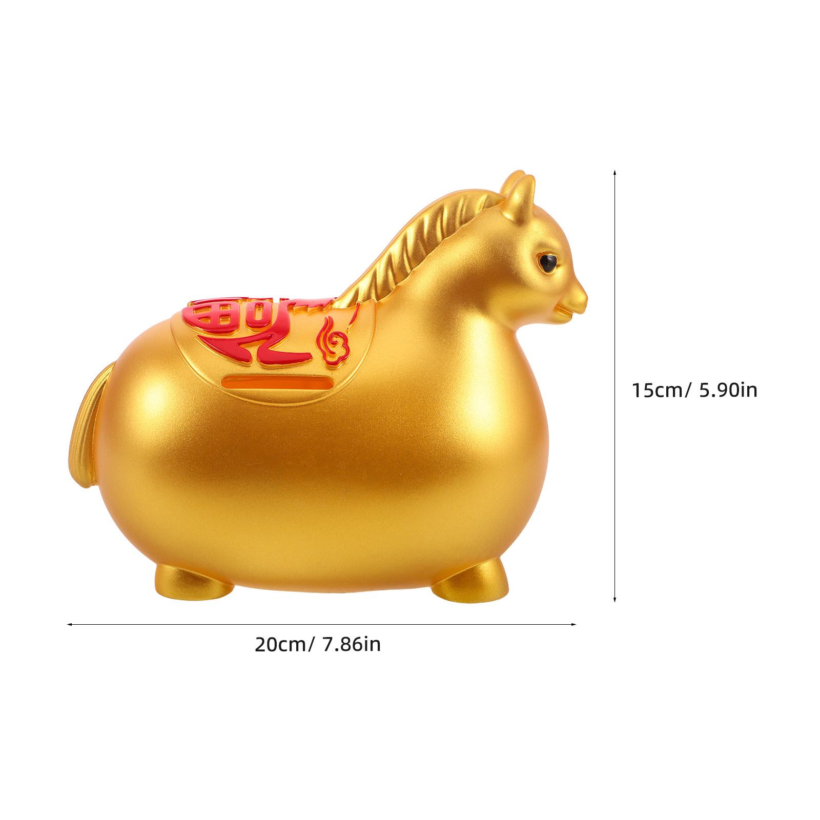 

Horse Year Money Saving Pot Prosperity Statue Coin Bank Cash Jar Chinese New Year 2026 Gift Party Decor Red Lucky Wealth Feng золотистый