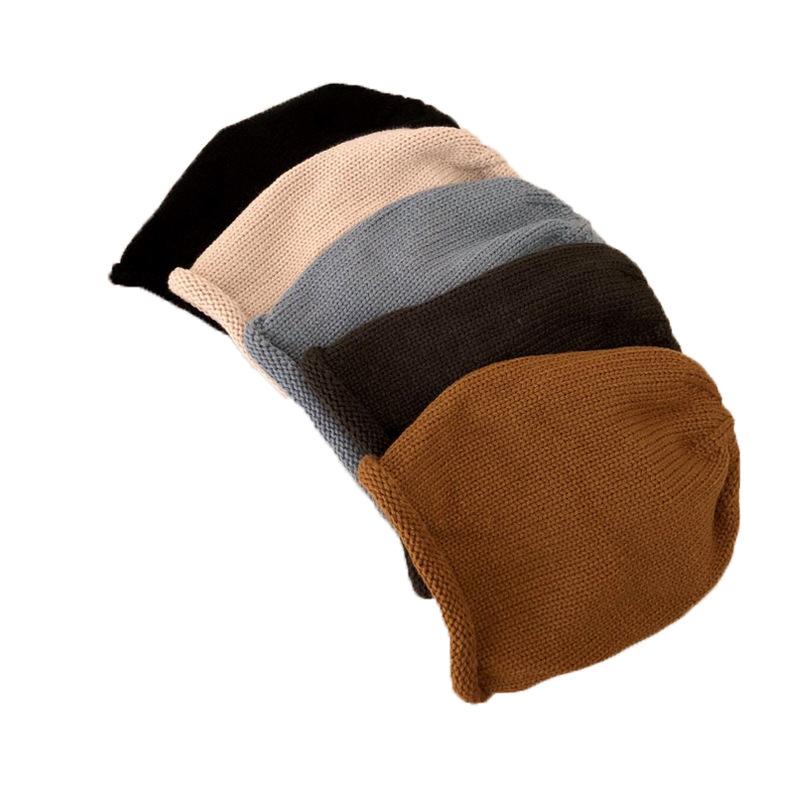 Autumn and winter solid color warm crimped wool hat men's and women's versatile knitted hat fashion street drawstring stacking hat