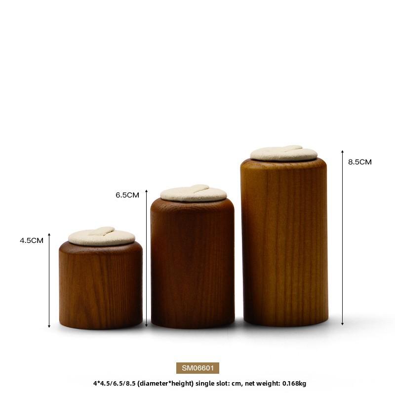 Premium Quality Ring Stand Solid Wood Jewelry Display Cylindrical Ring Holder 3Pcs Set Diamond Jewelry Props