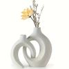 Hul Keramisk Vasesett på 2, Kosete Rund Boho Smultring Moderne Vase Nordisk Minimalistisk Dekorativ Vase for Moderne Trendy Hjem Bord Midtpunkt Dekor