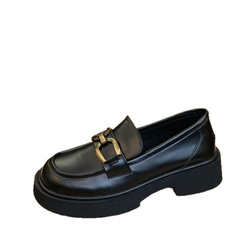 Women's soft-soled small leather shoes autumn temperament wear black one-pedal comfortable single shoes