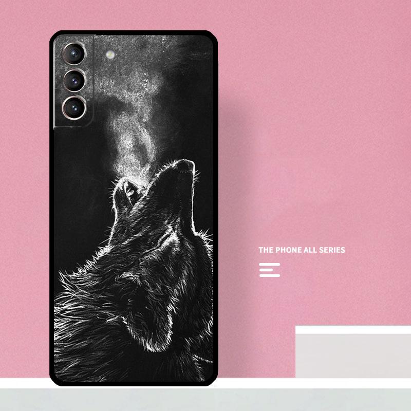Wolf Art Black Phone Case For Samsung Galaxy S25 S26 Ultra S20 S21 S22 S23 S24 Plus S10 S25 FE Cover Coque