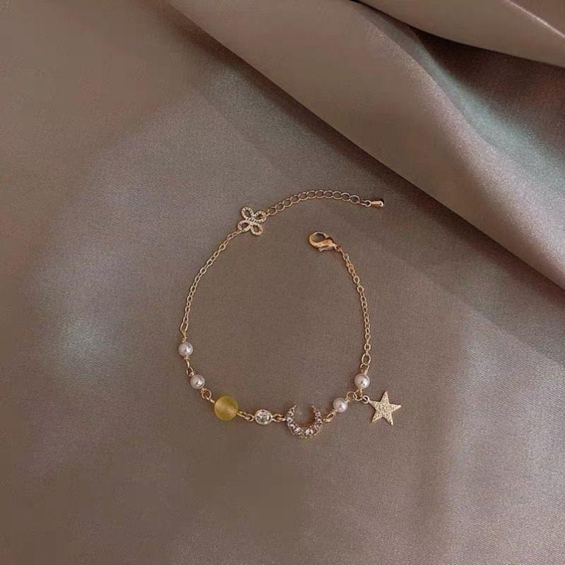 Women Fashion Bracelet Simple Star Moon Zircon Pearl Bracelet Jewelry Accessories For Girls Gifts