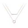925 Sterling Silver Circle Bar Necklace For Women Double Layer Geometric Necklace Friendship Jewelry Gifts
