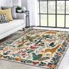 Modern Animal Botanical Print Area Mat Polyester Non-Slip, Large Size Vibrant Jungle Theme for Living Room Bedroom Office Decor