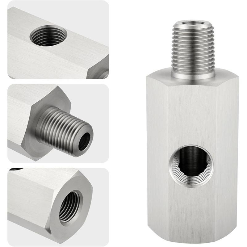 High Flow Oil Pressure Adapter Double M10X1.0 Inlets & 1/8 NPT Outlet Leak Proof Oil Link Tool for Enhances Oil Systems