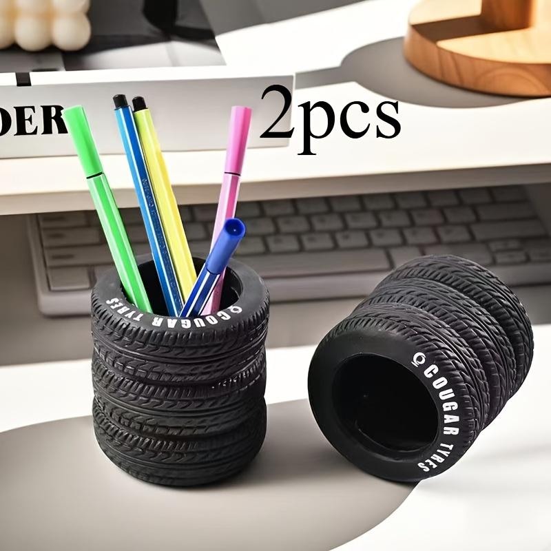 1/2pcs Creative Tire Pen Holder - Desktop storage ornament, office desk storage device, suitable for schools and offices