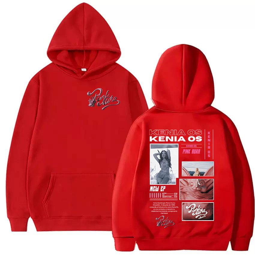 Singer Kenia Os Pink Aura Album 2025 Graphic Hoodie Men Women Vintage Aesthetic Sweatshirts Fashion Oversized Hoodies Streetwear