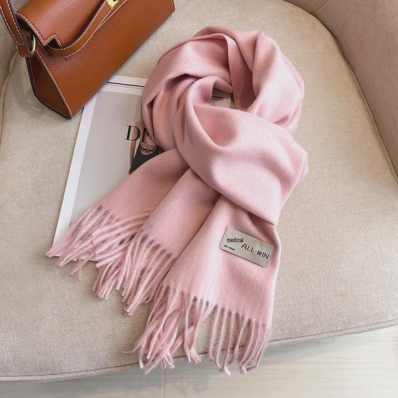 Chic Solid Wool Scarf 100% Wool, Warm, Comfortable, Versatile, Long Tassels