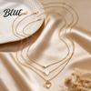 Heart Pendant 3Pcs/Set Women Necklace Three-Layer Stacking Design Sweet Charm