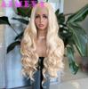 AIMEYA Blonde Wig Long Body Wave Lace Front Wig  Synthetic Lace Wig for Women Girl Heat Resistant Hair Cosplay Daily Use