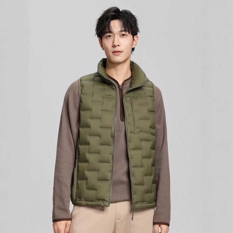 Mens Lightweight Down Vest Stand Collar Winter Casual Warm Fashionable Sleeveless Jacket