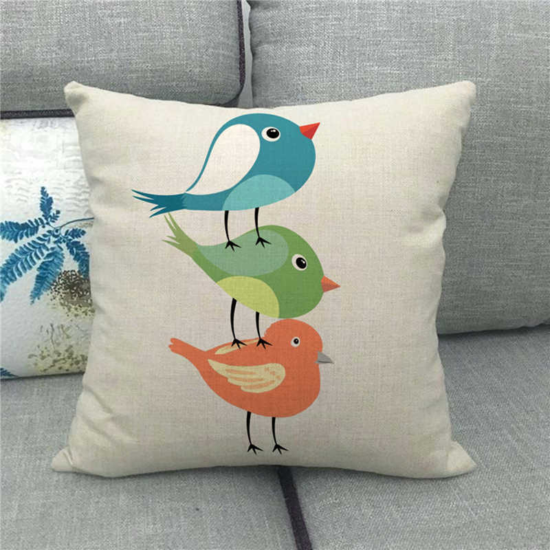 Cute Cartoon Bird Animals Digital Printing Short Plush Pillow Covers For Car Sofa Office Cushion Cover Home Goods 60X60Cm