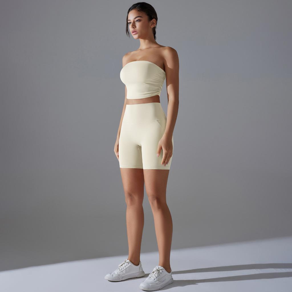 Nessaj Gym Workout Clothes Women Yoga Sportswear Peach Hip Shorts Outfit Shockproof Fitness Bra Fitness Set