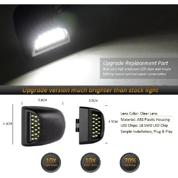 D-Lumina LED License Plate Lights Assembly Compatible with 1999-2013 Chevy Silverado GMC Sierra 1500 2500 3500 HD Suburban Tahoe Cadillac Escalade