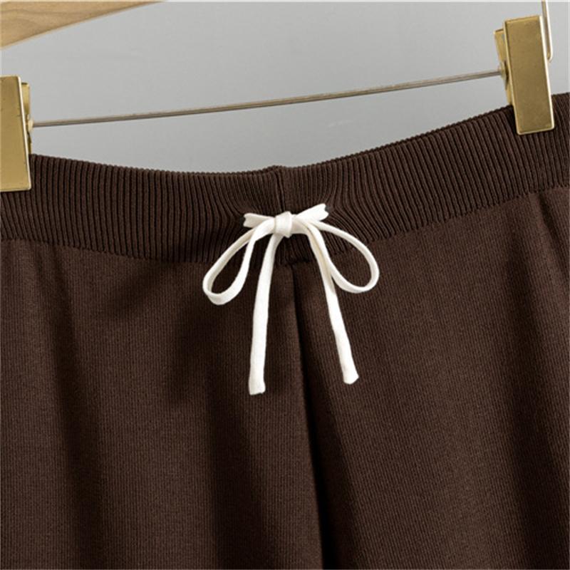 Women's Autumn And Winter Striped Sweater Set Casual Wide Leg Pants  Knitted Two Piece Set  Trendy