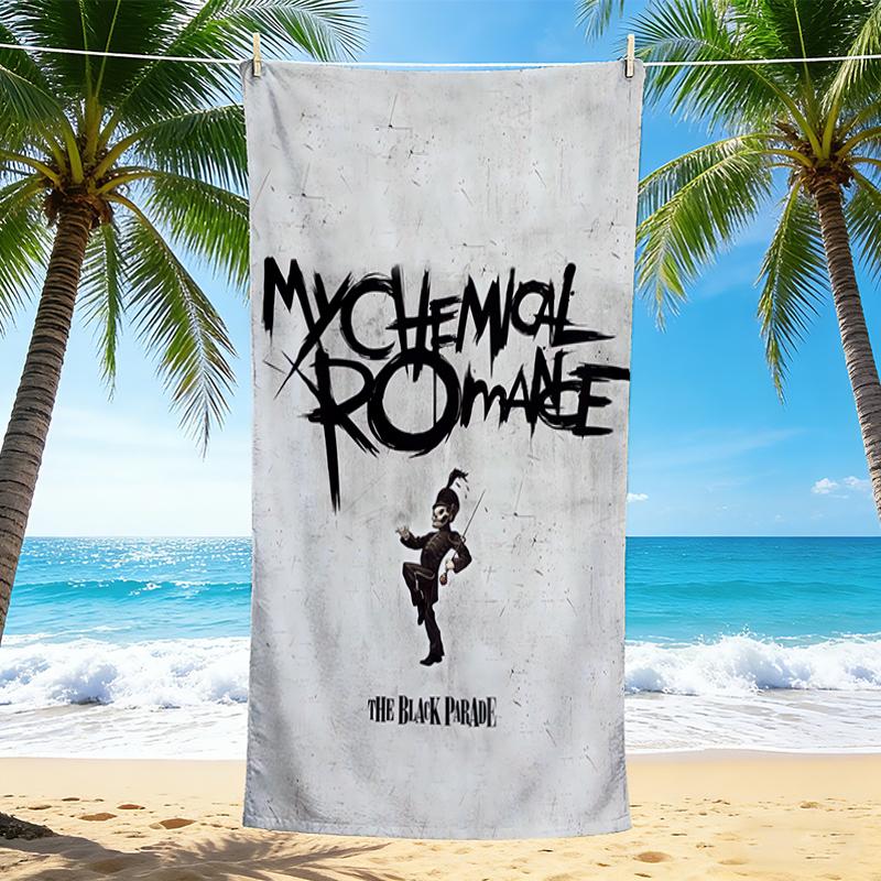 1Pc Chemical Romance Poster Beach Towel, Quick Dry, Multi-Use for Beach Pool Gym Yoga Home Travel, Christmas, Halloween, Xmas Gift ES92921