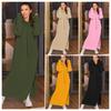 Women's Long Sleeve Maxi Dress Hooded Mid Rise Loose Fit Side Slit Sweatshirt Dress Casual Fall Long Gown
