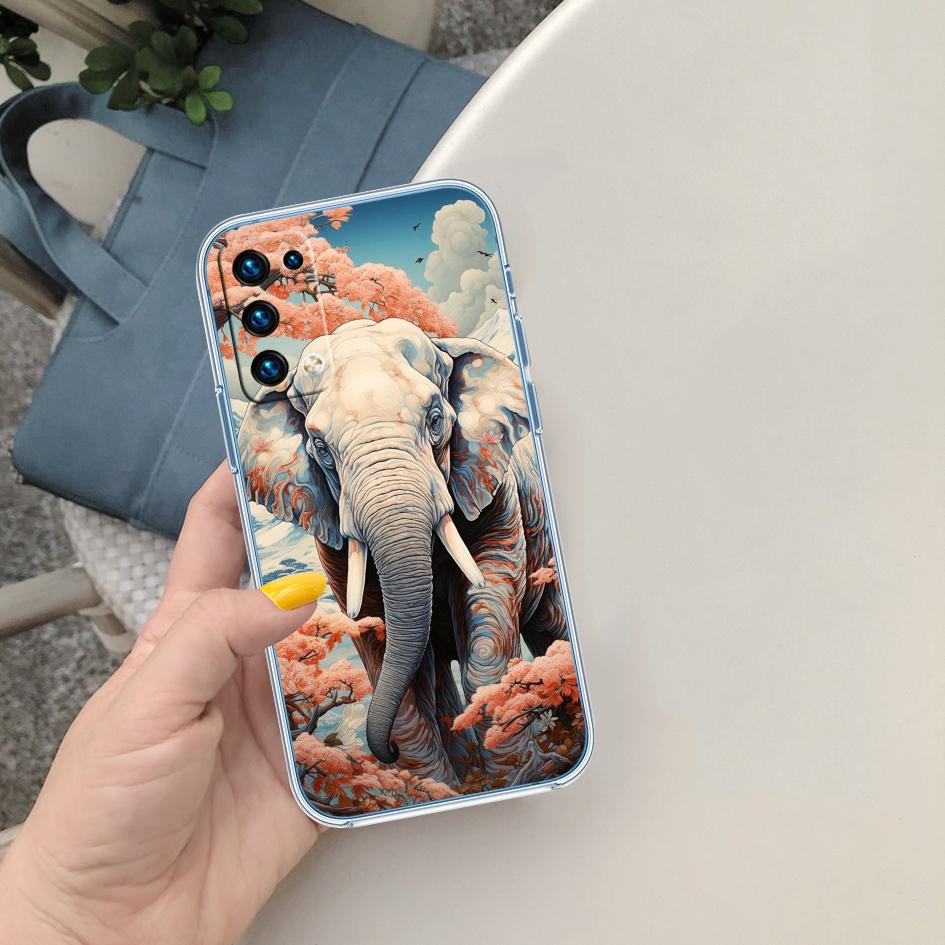 

LO4 Animal Elephant Soft Shell Transparent Phone Case for Samsung Galaxy A04 A04S A14 A23 A34 A54 M23 M33 M52 M53 Galaxy M33