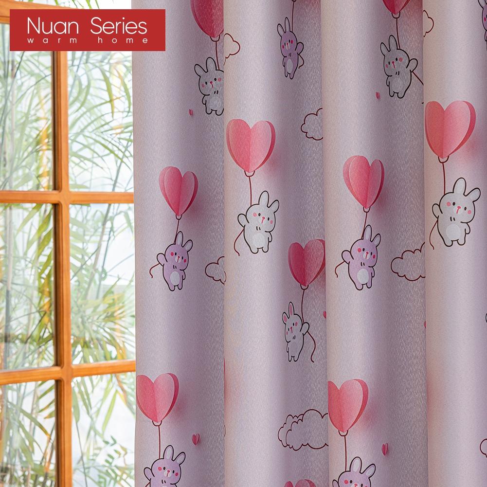 1 szt. 70-80% Zaciemniające Różowe Krótkie Zasłony do Pokoju Dziewczynki z Kreskówkowym Nadrukiem do Sypialni Salonu Dekoracja Domu Seria Nuan