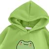Unisex Hoodie Solid Color Frog Pattern Autumn Winter Korean Style Warm Sweatshirt for Daily Wear