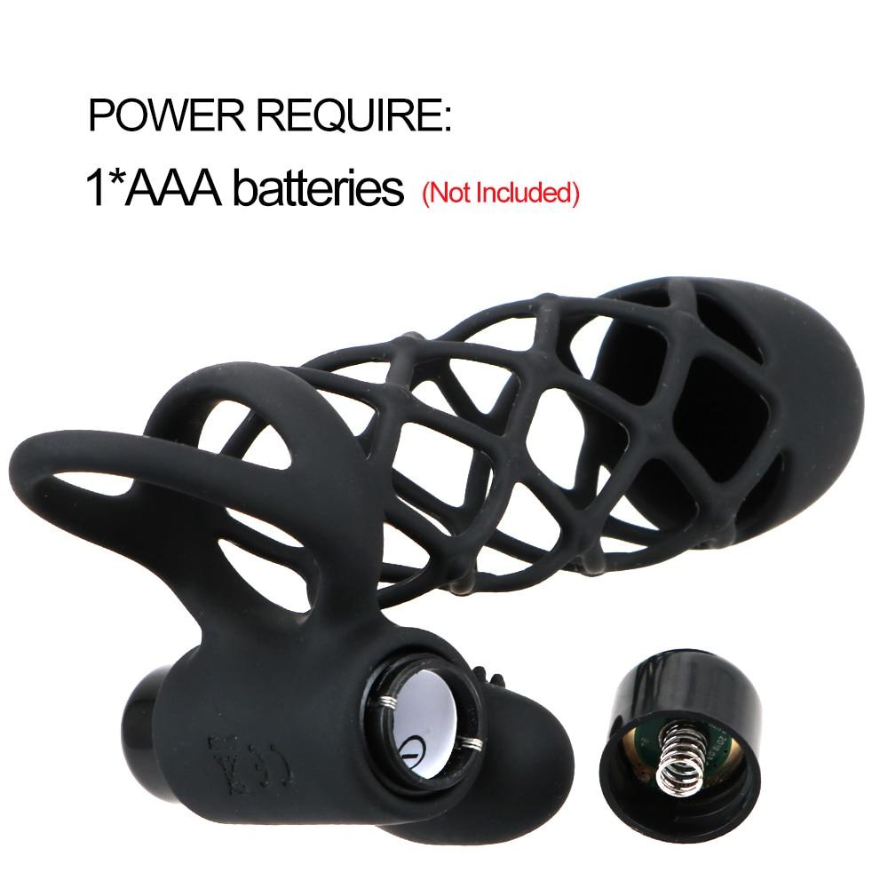 10 Speeds G spot Stimulator Bullet Vibrator Penis Ejaculation Delay Dick Enlargement Extender Flexible Vibrating Cock Cage