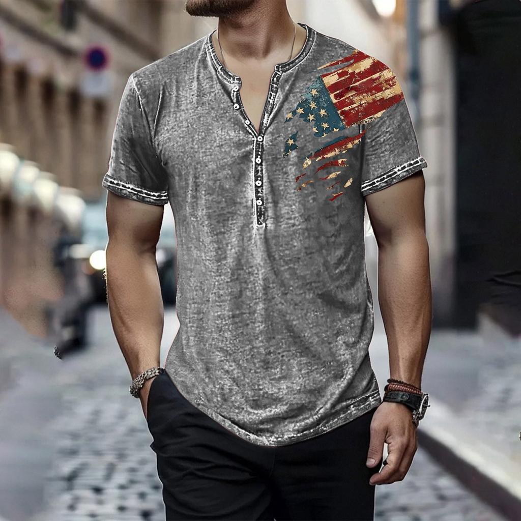 Men's Independence Day Printed Round-neck Short-sleeved T-shirt