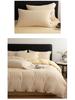 Spring/Summer Premium Cotton and Linen Four-piece Set with Buttoned Duvet Cover in Simple Stripes/Checks
