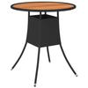 VidaXL Garden Dining Table Black Ø 70 Cm Woven Resin and Acacia