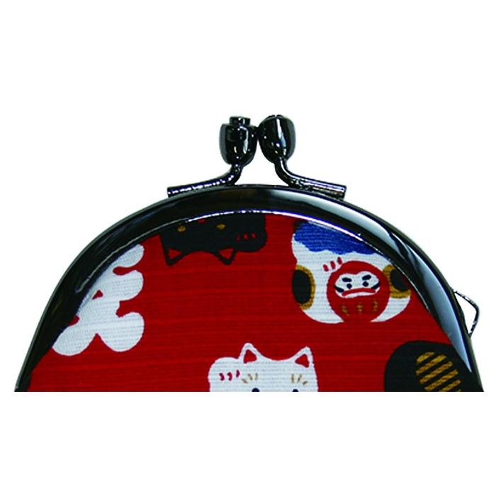 Maeda Senk Wabunichi Omoshiro Waf Maneki Neko Round Coin Purse 2.5 Red 112698, 8x9cm