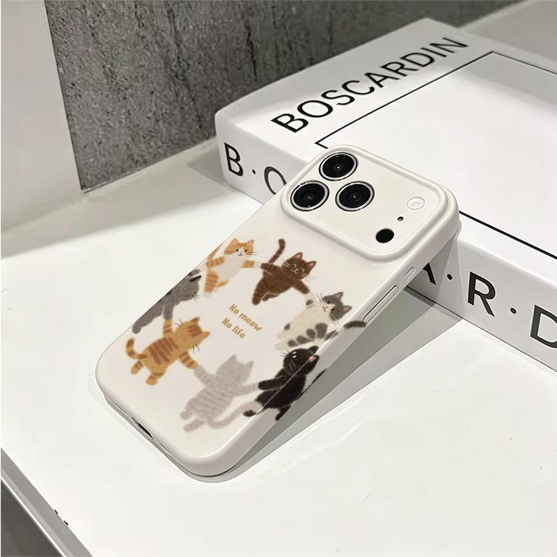 Purrfect Cat Circle No Meow No Life Adorable Graphic Art Film Aesthetic Protective Shockproof Bumper Case Cover For iPhone 13 14 15 16 17 Pro Max Plus