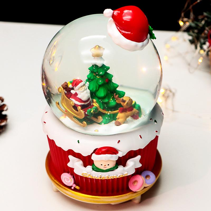 Children's Christmas Decorations: Crystal Ball Music Box Ornament for Tabletop
