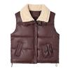 Winter Down Cotton Vest Women's Short Splicing Lapel Loose Outer Wear Warm Sleeveless Vest Jacket Tide