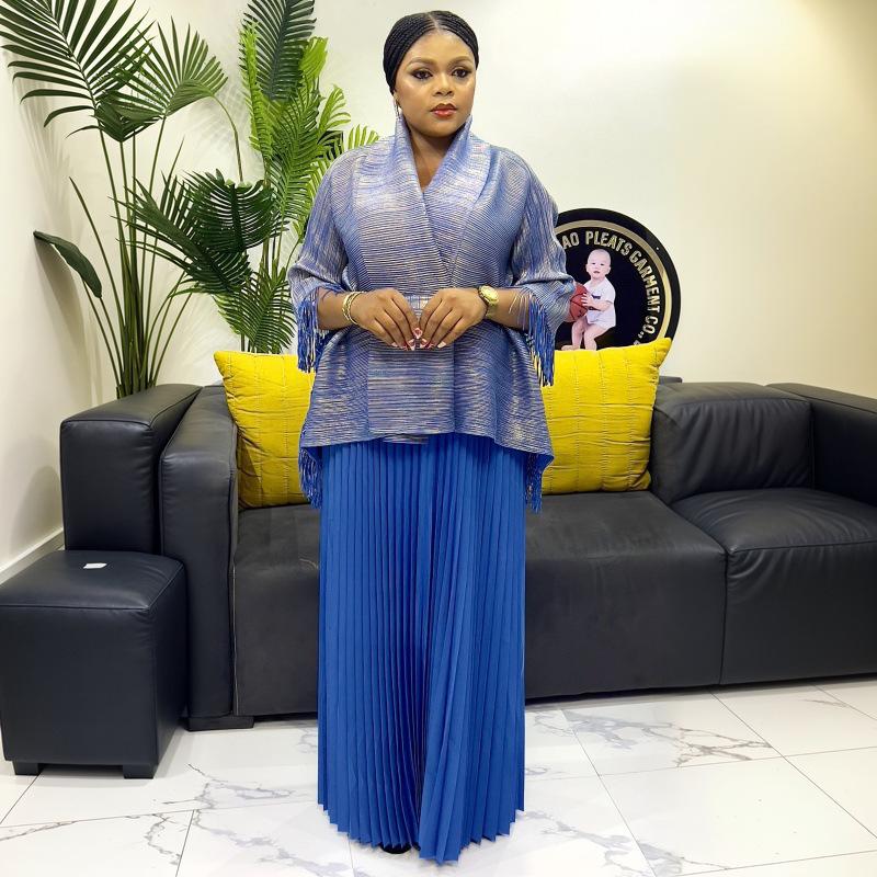 Miyake Falten Damen Sommer 2025 Übergroß Lässig Mode mit Afrikanischem Heißprägung