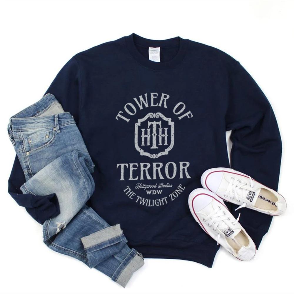Tower of Terror Ретро-толстовки Tower Hotel Shirt Studios Shirts WDW Толстовка Женская Винтажная Графическая Толстовка XXXL темно-синий 1470₽