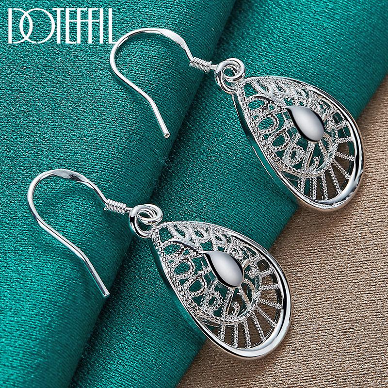 925 Sterling Silver Droplet Shaped Pendant Earrings Fashionable Jewelry