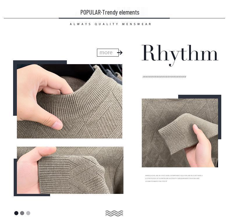 High-End Fashion Wool Pullover for Middle-Aged and Elderly Men - Thick, Warm Knit Sweater