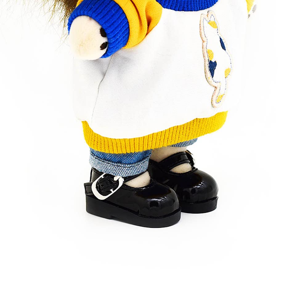 Niannyyhouse 20cm Cotton Doll Shoes, 16 Scale BJD Doll Shoes for Plush Toys, High Heel Leather Shoes, 5cm Long, Dress-Up Doll Accessories (White)