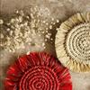 Christmas Theme Macrame Round Set of 4 Coasters Bohemian Style, Handmade for Tea Cups, Coffee Mugs, Beer Glasses,