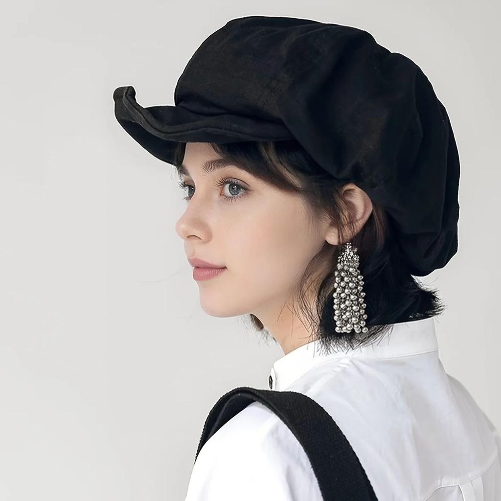 Retro Beret Capswestern Style Ivy Cap Classic For Women Painter'S Beret Solid Color Hat For Outdoor Fishing Camping 54-60Cm