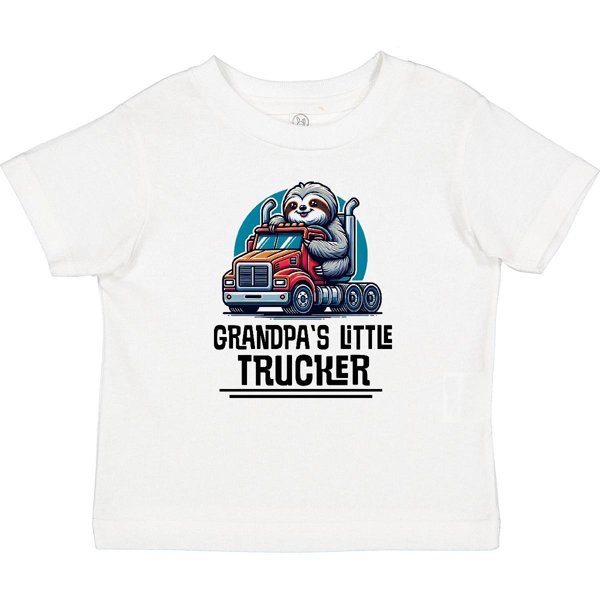 Inktastic Trucking Grandpa Little Trucker Baby T-Shirt Semi Truck Boys Boy Tees 100