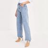 Summer new women's denim trousers with irregular fringes on the feet Simple casual wide-leg trousers for women
