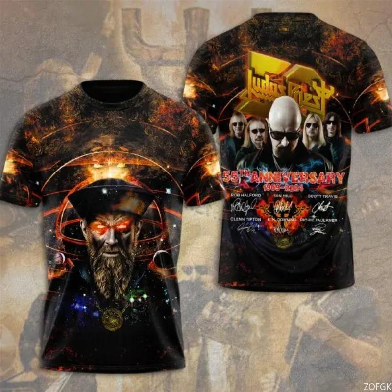 Judas Priest Band 3d Print T-shirt Men Women Fashion O-Neck Short Sleeve Tops Tees Rock Music Clothing Hip Hop Tshirt Male