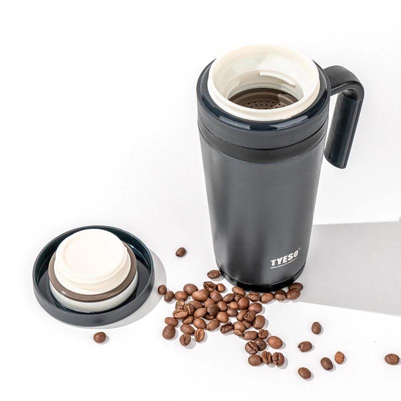 TYESO Stainless Steel Insulation Cup Vacuum Insulation and Cold Insulation Conical Office Cup Handle High Appearance Cup Perfect
