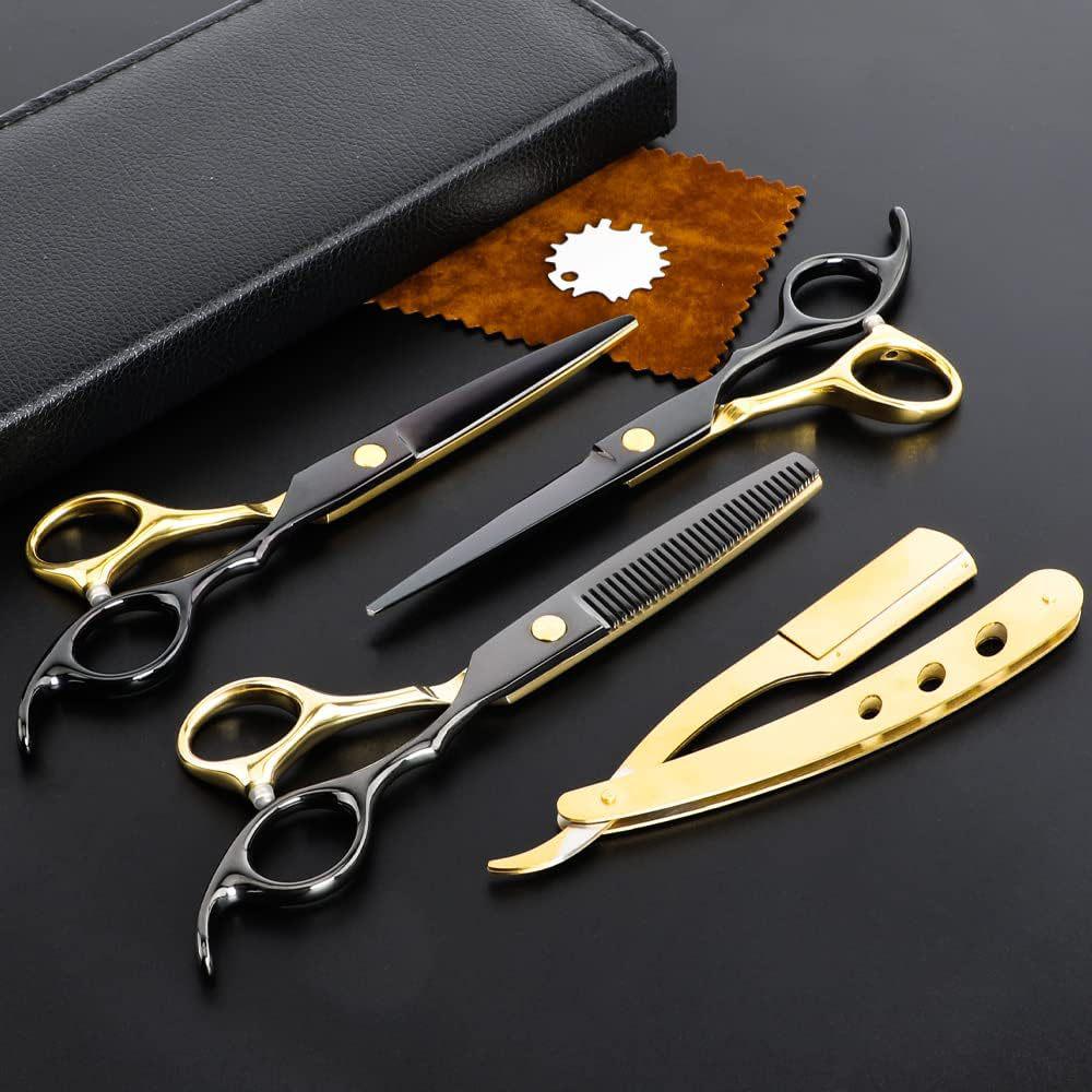 Stainless Steel Barber & Hairdressing Scissors Set: Flat Tooth & Thinning Options