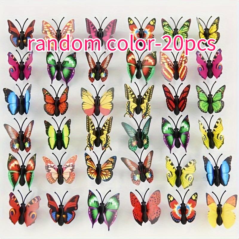 

20pcs Vibrant Faux Butterflies - Colorful Plastic Decor for Hats, Slippers & DIY Crafts, Perfect for Home & Living Room Wall Art