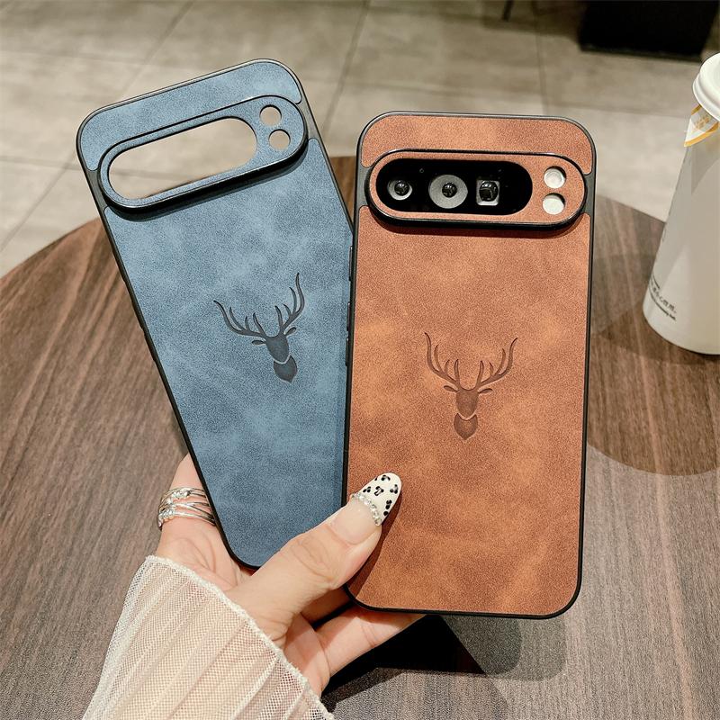 Luxury Faux Leather Case For Google Pixel 10 9 8 7 Pro XL A 9A 9 Pro For Pixel 7 8 9 10 Pro XL A 9A 8A 7A Deer head Phone Cover