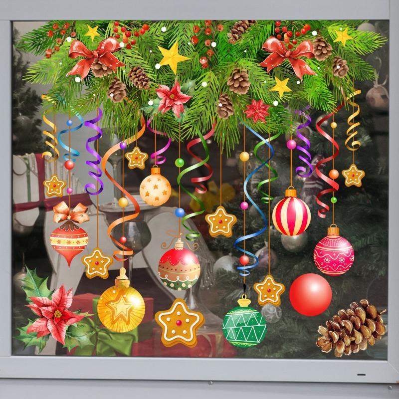 Abnehmbare Wasserdichte Weihnachten Fenster Elektrostatische Haftfolie Lebendige Designs Für Zuhause Party Dekoration